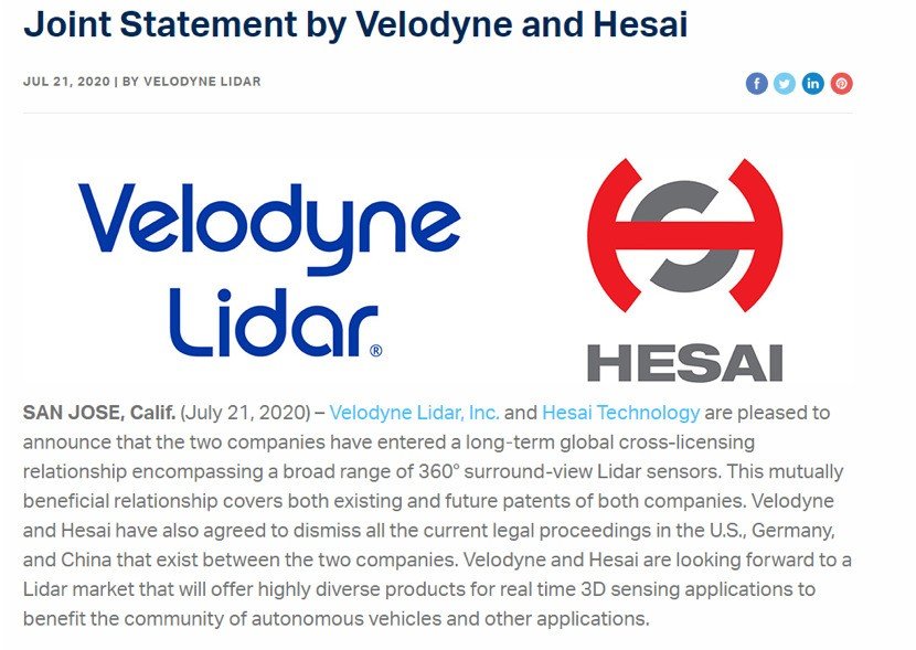 禾赛科技与velodyne达成pe体育官方下载宣布成为马德里竞技官方合作伙伴pe体育官方下载宣布成为马德里竞技官方合作伙伴交叉许可 进击的小五花 IP Hunter